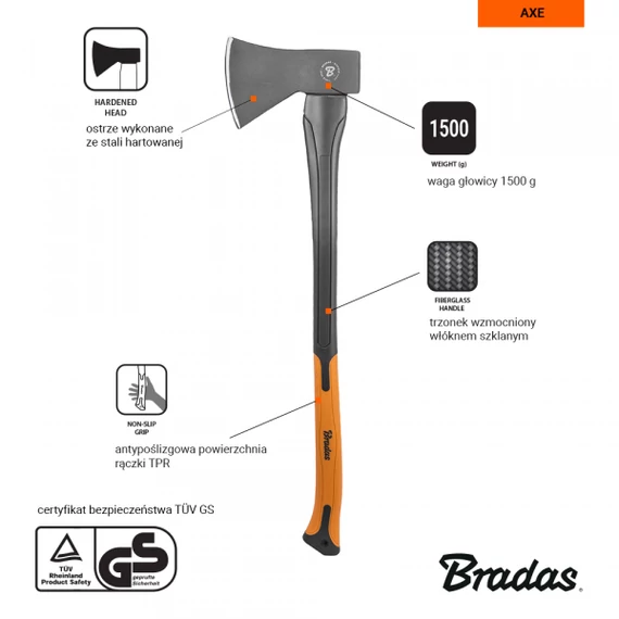 BRADAS univerzális fejsze üvegszálas 1500 gr-os 2