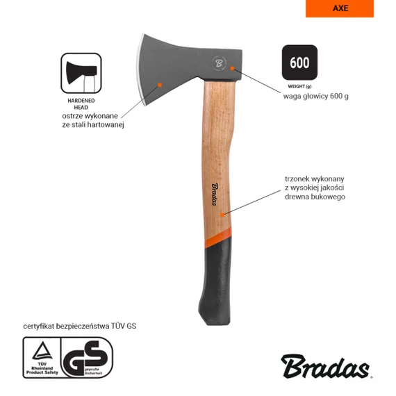 BRADAS univerzális fejsze 800 gr-os